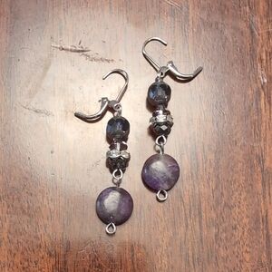 Elegant Purple and Silver Dangle Earrings